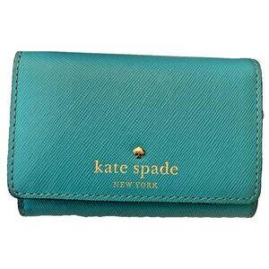 Kate Spade New York Card Holder Wallet Coin Purse Handbag Coin Aqua Polka Dot